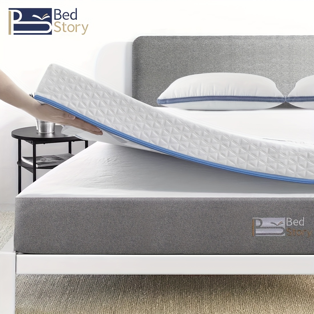 E-shop BedStory Gel-Topper 10cm Matratzenauflage 90x200 140x200 160x200 180x200cm aus Gel mit Doppelhärtegrad H2&H3 und Atmungsaktivem Bezug für