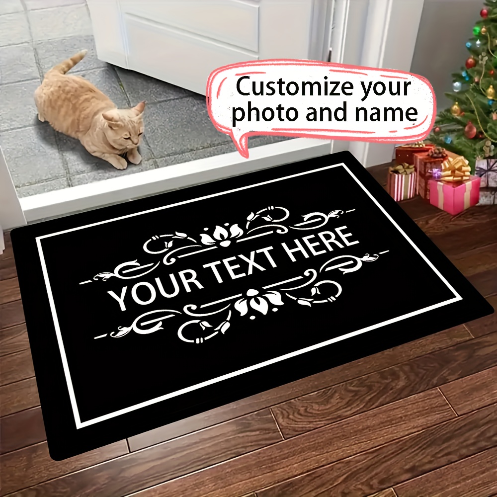 TEMU Personalized Welcome Mat, Non-slip Floor Mat - Customizable Text Mat, Holiday Gift, Suitable For Living Room, Bedroom, Bathroom - Soft, Durable,