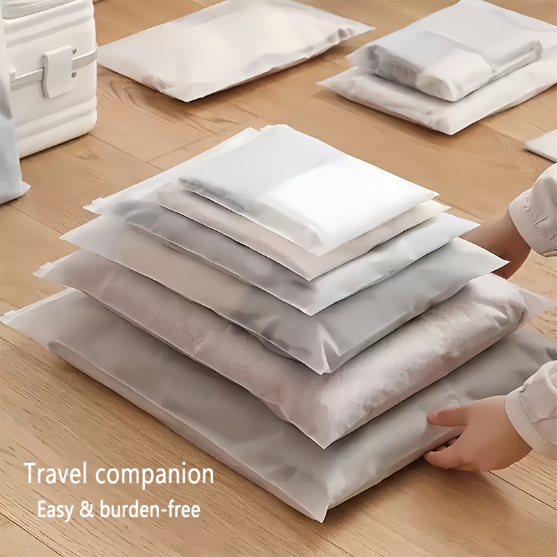 100pcs 7 to 20 frosted plastic bag double layer thickness 0 055mm reusable for shoes socks clothing t shirts underwear sweaters quilts travel outdoor camping storage bags transportation family festival anniversaries gifts