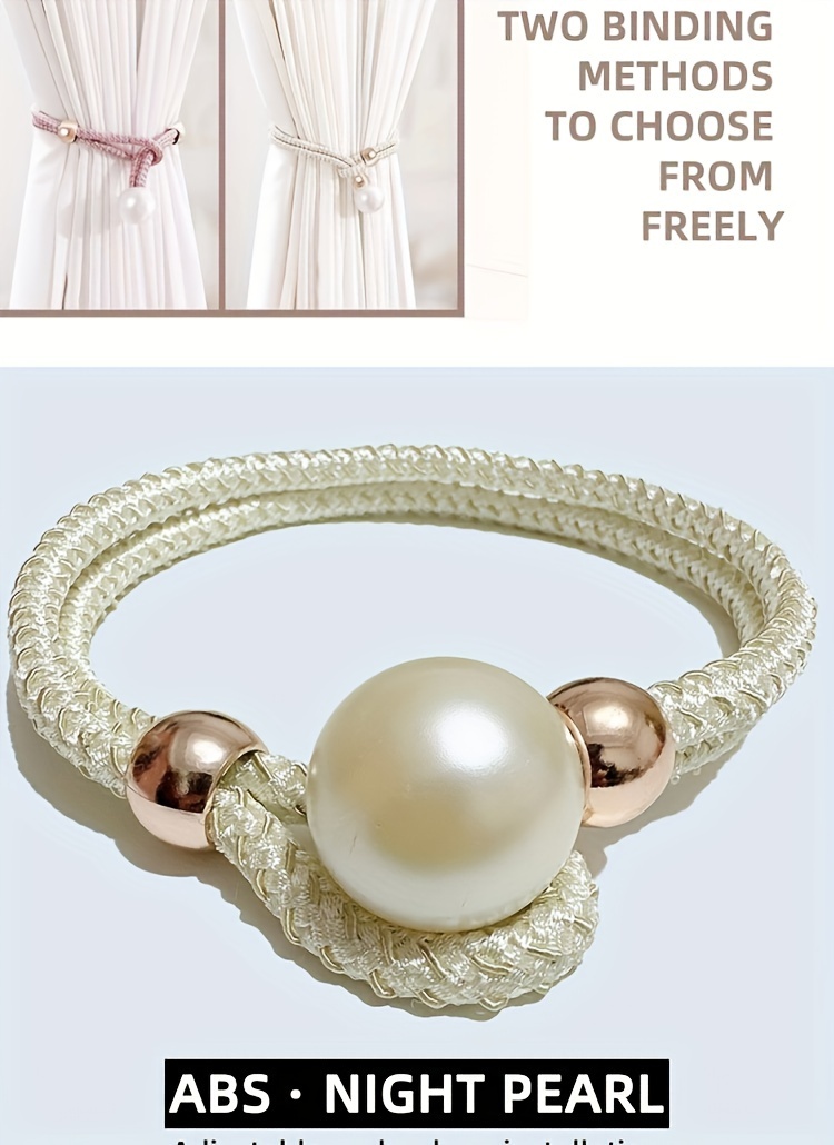 2pcs elegant french curtain tiebacks with   pearls decorative drape holdbacks for home bedroom and office decor details 2