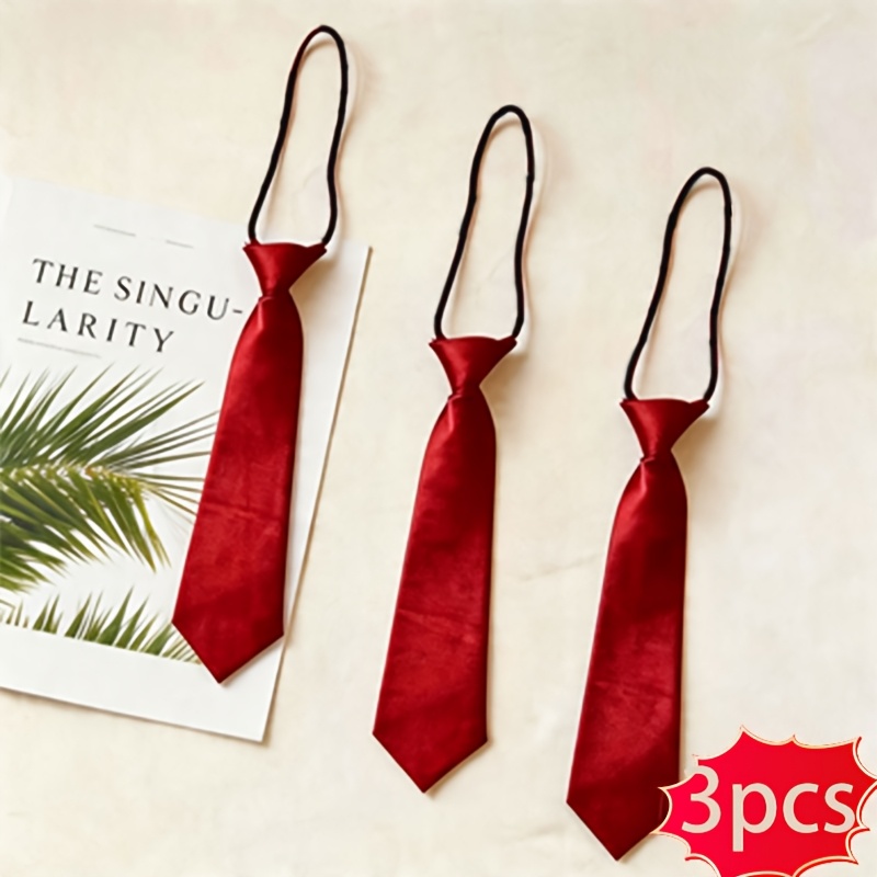 TEMU 3pcs Short Decorative Performance Ties, , Red And Black Performance Ties, Suitable For Performances, School Group Performances