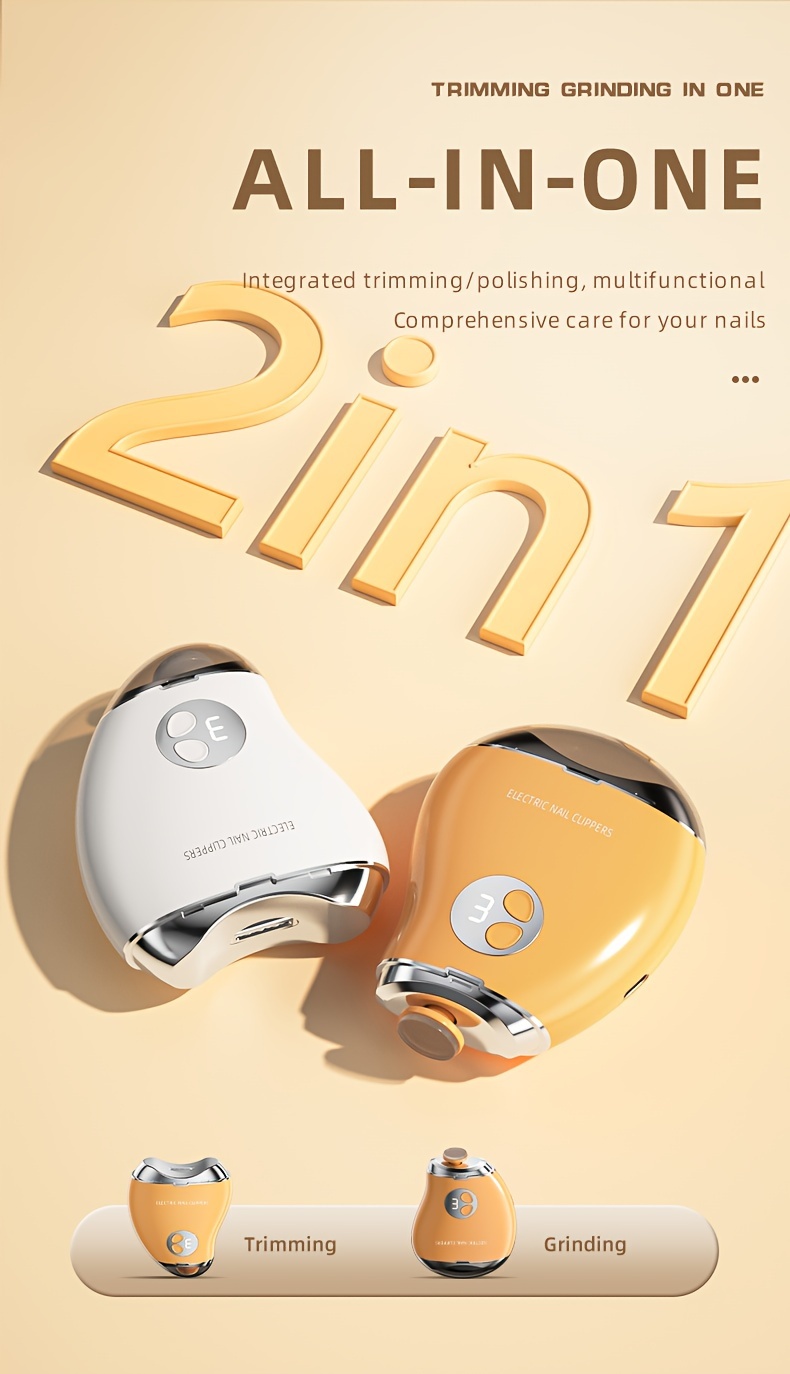 rechargeable 2 in 1 electric nail clippers grinder tool integrated trimming polishing multifunctional nail care for adults usb charging 36v operating voltage 500mah lithium polymer battery details 2