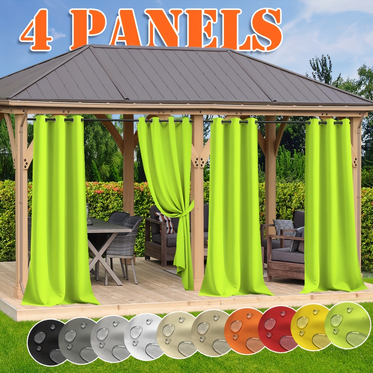 set of 4 outdoor curtains waterproof for patio   resistant uv and fade resistant outdoor curtains suitable for pergola front porch trellis sunshade privacy curtains
