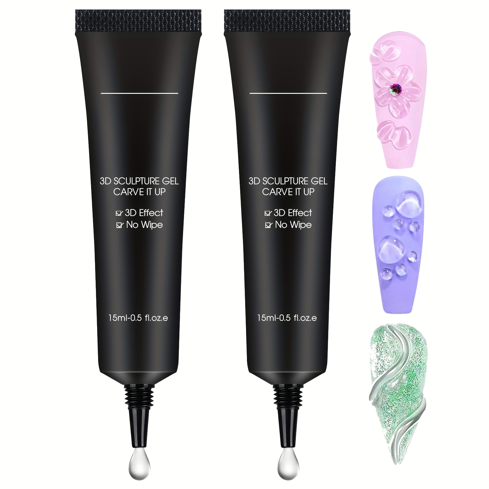 TEMU 3d Sculpture Gel Nail Polish - 15ml*2 No Wipe Clear Gel For Diy Nail Art, High Quality & , Long-lasting 3d Nail Designs For Painting & Decoration, Carve !, Nail Art Supplies