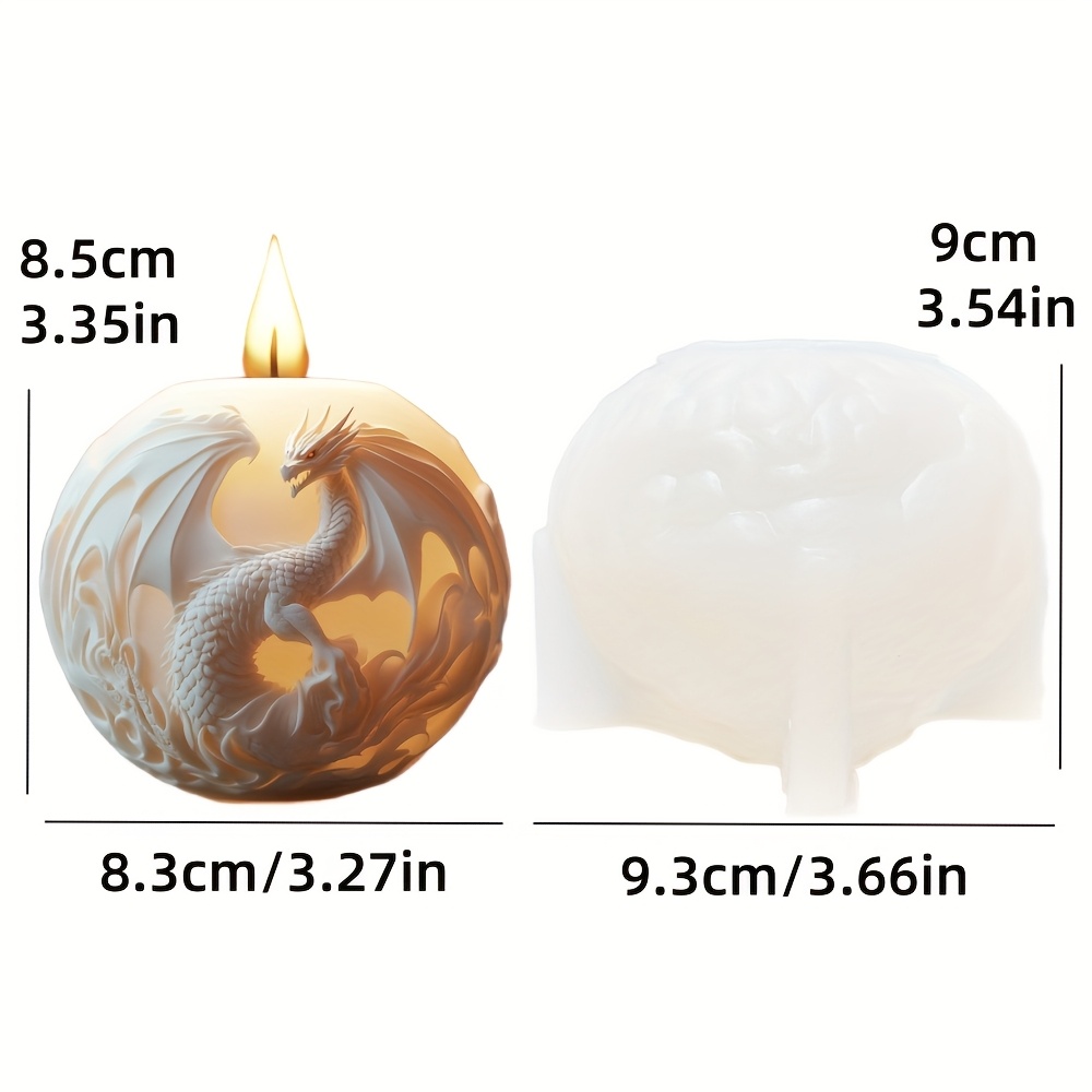 Image of Dragon Relief Spherical Candle Silicone Mold Winged Dragon Spherical Candle Silicone Mold Winged Dragon Spherical Resin Plaster Mold Cement Concrete Mold Decorative Gift