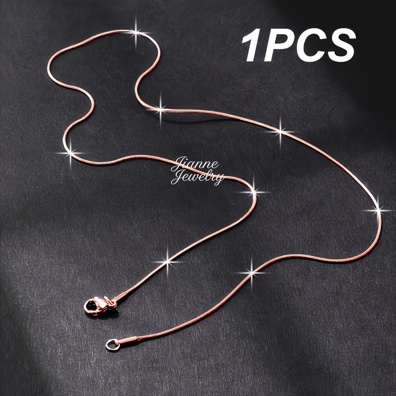E-shop Damen Unisex Halskette aus Edelstahl mit runder Schlangenkette in Roségold, hypoallergener Schmuck, minimalistischer Schlangenknochen-Anhänger