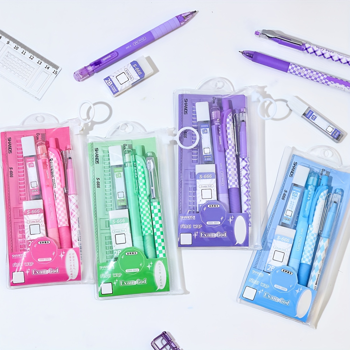 9pcs Kids Stationery Set Girls Boys Pencil Ruler Eraser Pen Writing  Instruments Study Tools Student School Gifts Random Color 