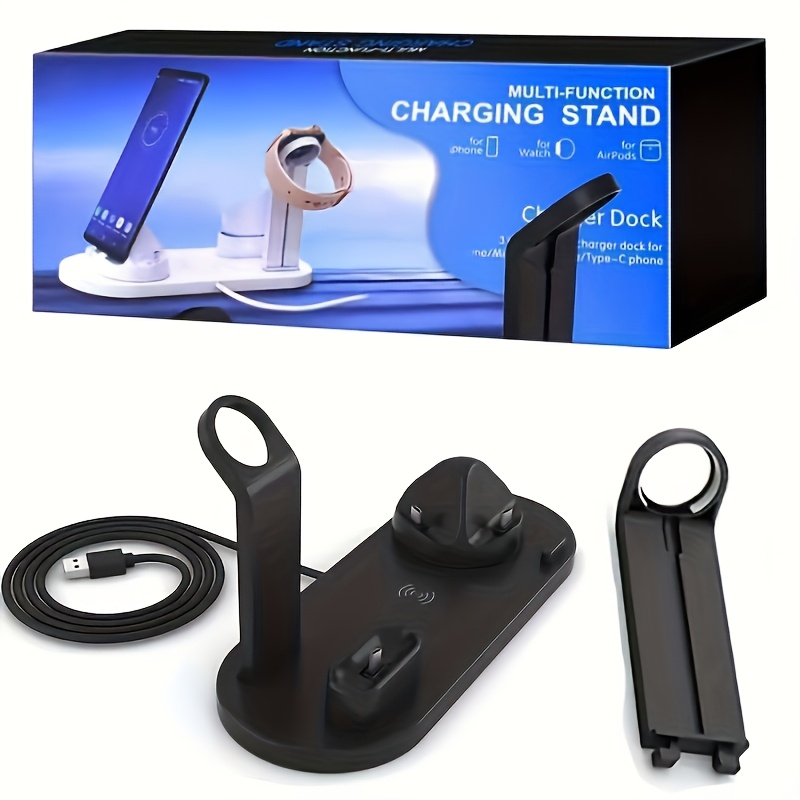 TEMU 6-in-1 Desktop And Bedside Wireless Charger, 15w Fast Charging, Multi-functional Station, Suitable For Iphone/ Phones, Watches, Portable Phone