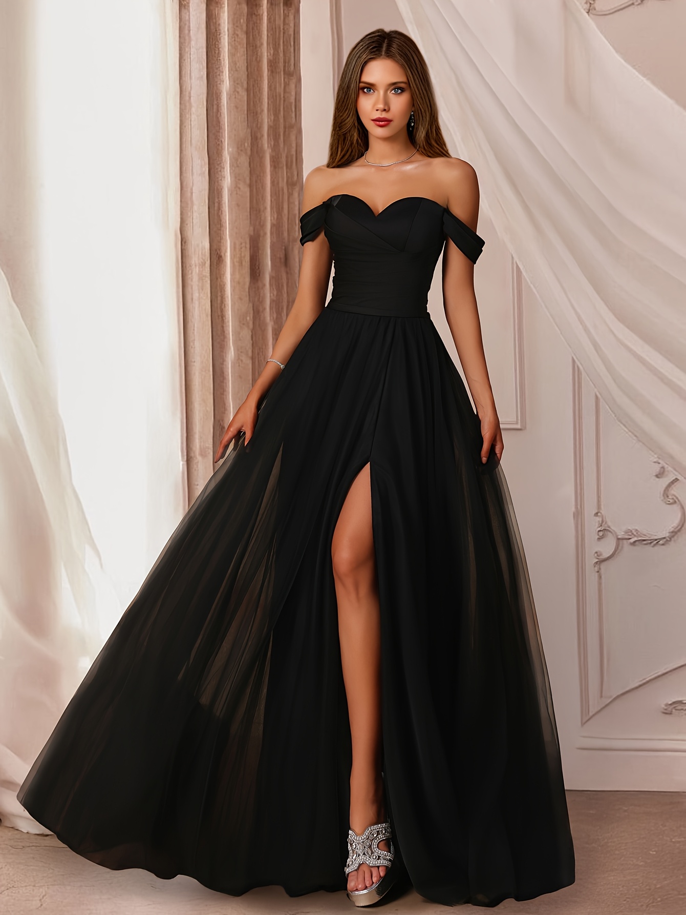 a womens bustier tulle paneled evening gown elegant womens - Temu Germany