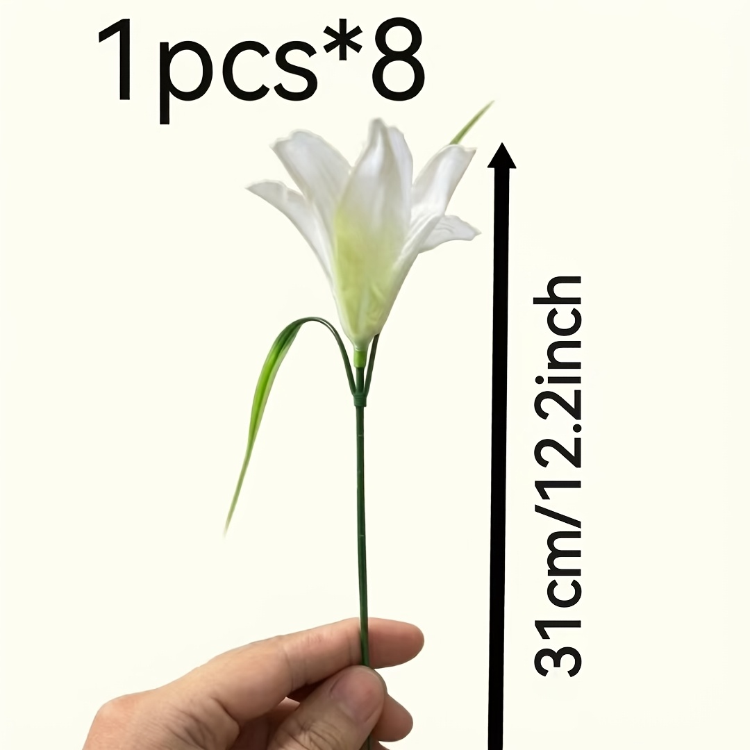 TEMU 8pcs Artificial , Suitable For Wedding Table Centerpiece, Home And Office Decor - Low-maintenance Plastic Fake Flowers With Buds, Ideal For