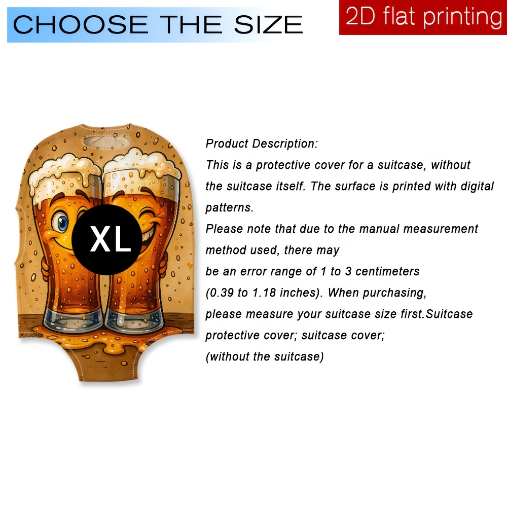TEMU [1 stuks] Cartoon Bier Print Bagagehoes, Reisbeschermer, Geschikt voor Verschillende Maten Bagagehoes, Reisbenodigdheden, Reisuitbreidingen;