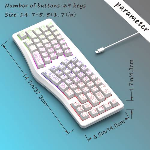 2026 new ergonomic keyboard white height keycaps black cracked keys rgb backlight hand v shaped arrangement design plug and play usb wired luminous gaming keyboard for home office holiday electronic gift