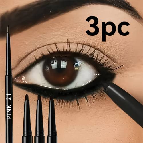 3 pack waterproof smudge proof heavy duty black eyeliner gel pencil long lasting sweatproof easy application for winged liner smudge resistant for eyes contact users beginner friendly