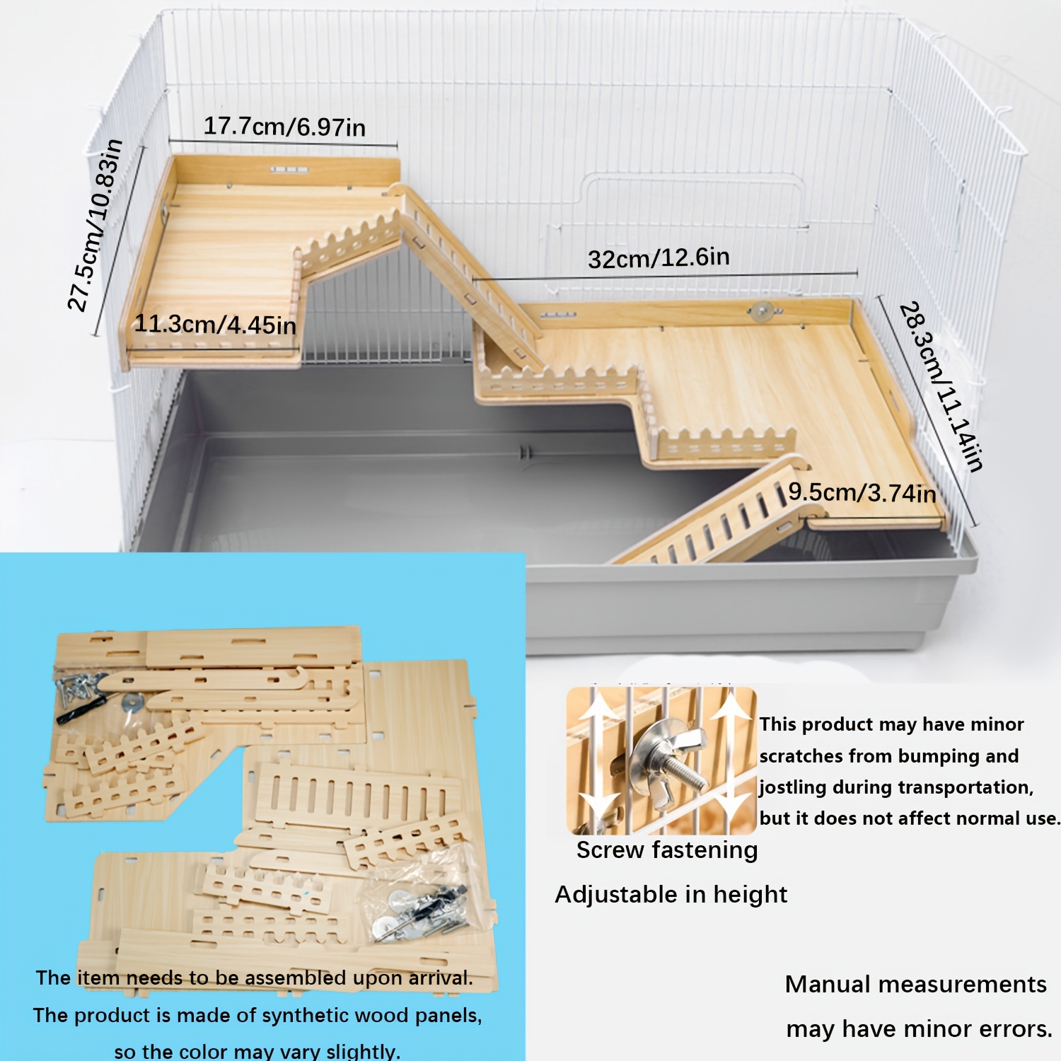 Image of Cage Large Includes Hamster Playing Platform Bridge Rodents Chew Toy Pet Supplies For Guinea Pig Ferret Reptile Accessories