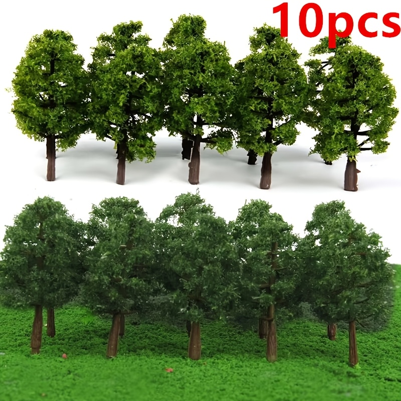 

10-pack Army Green Miniature Trees, 7cm Scale Model For Micro Landscape, Architectural Model, Train , Diy Sand Table, Scenery, Simulation Tree Decorations