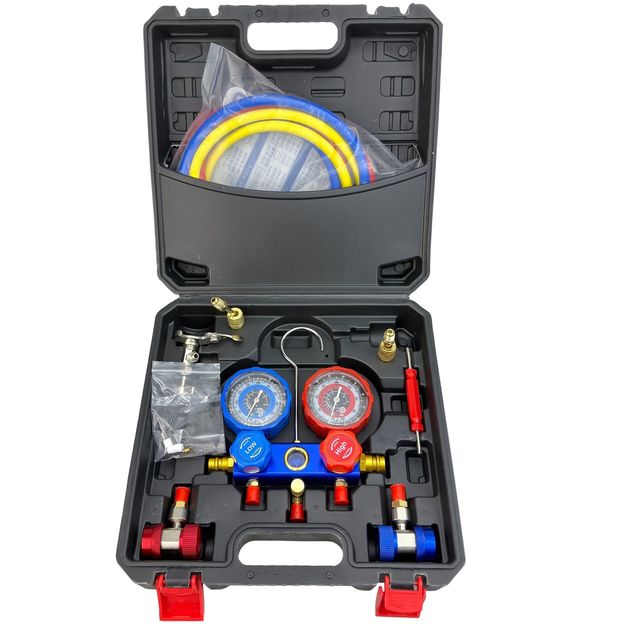 TEMU 1 Set Tool Kit Car Air Conditioner Pressure Manifold Gauge Hose Adapter R-134a Refrigerant Pressure Gauge
