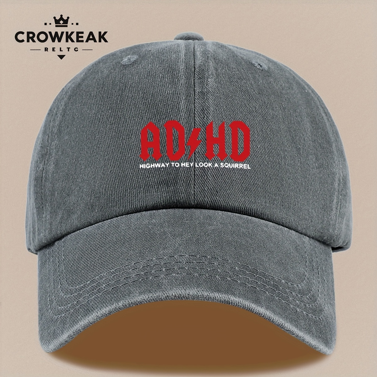 Unisex Vintage "ADHD" Printed Baseball Cap, Adjustable Trucker Hat