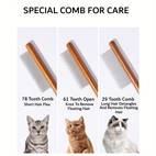 3 pack solid wood cat combs stainless steel teeth for rabbit massage flea lice comb removes mats and loose fur grooming comb for small medium pets
