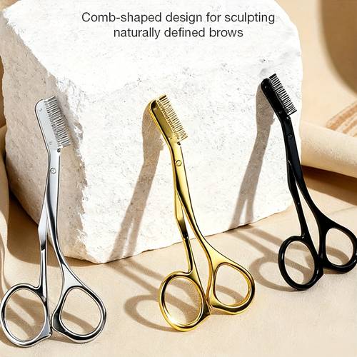 j focus patented high end stainless steel built in eyebrow scissors high hardness sharp precision grooming tool for fine eyebrow trimming design professional and home dual use durable metal construction