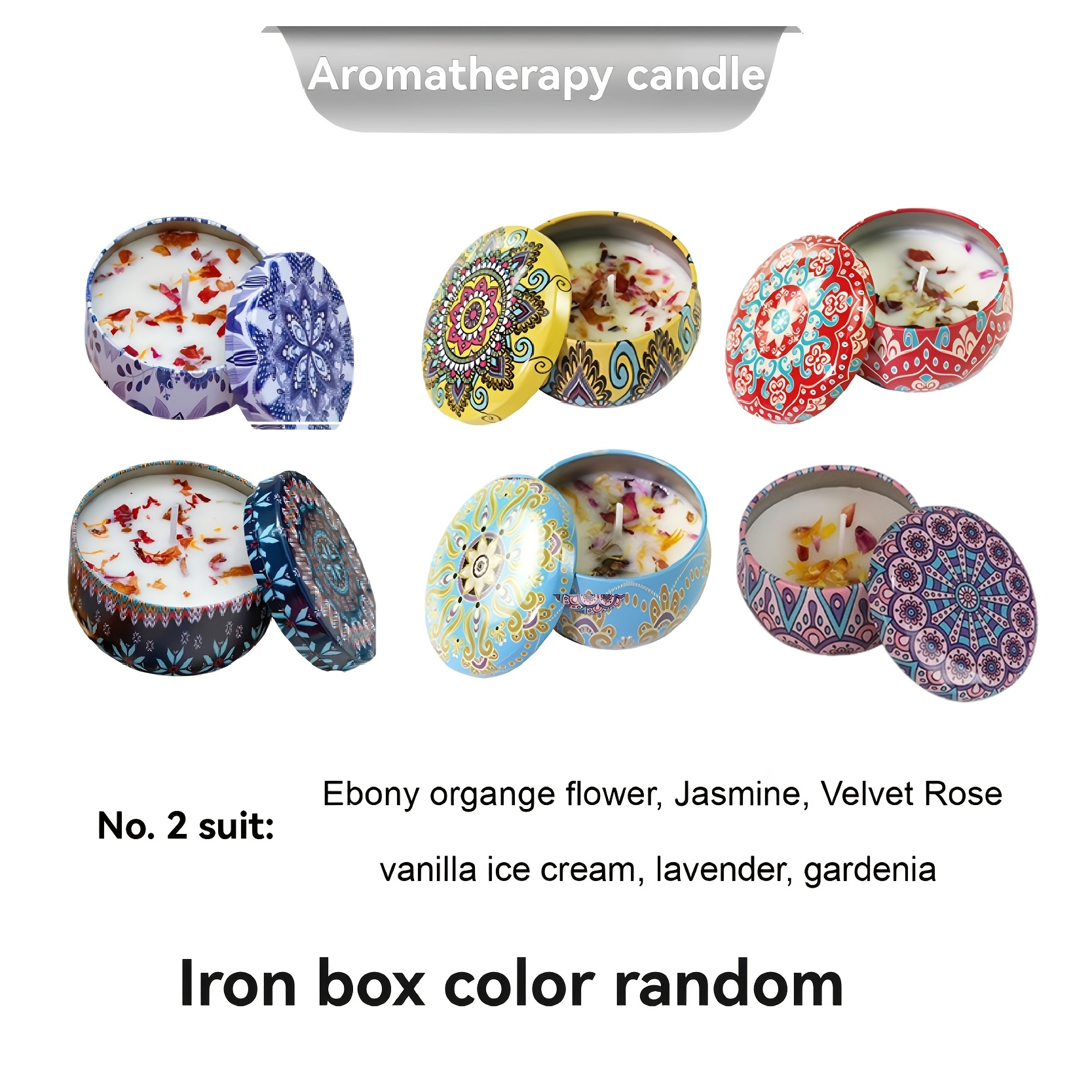 TEMU 80g/pc, 6pcs Total In Random Colors, Iron Jar, Handmade Petal Soy Wax With Essential Oils, Fragrance, Gift Box Packaging, Long- Air, Home Decor
