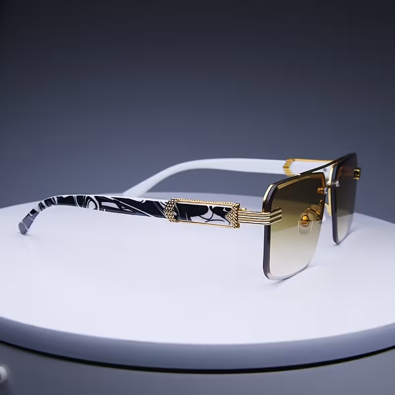 Men's Fashion Glasses with Cut Edges & Marble Wood
