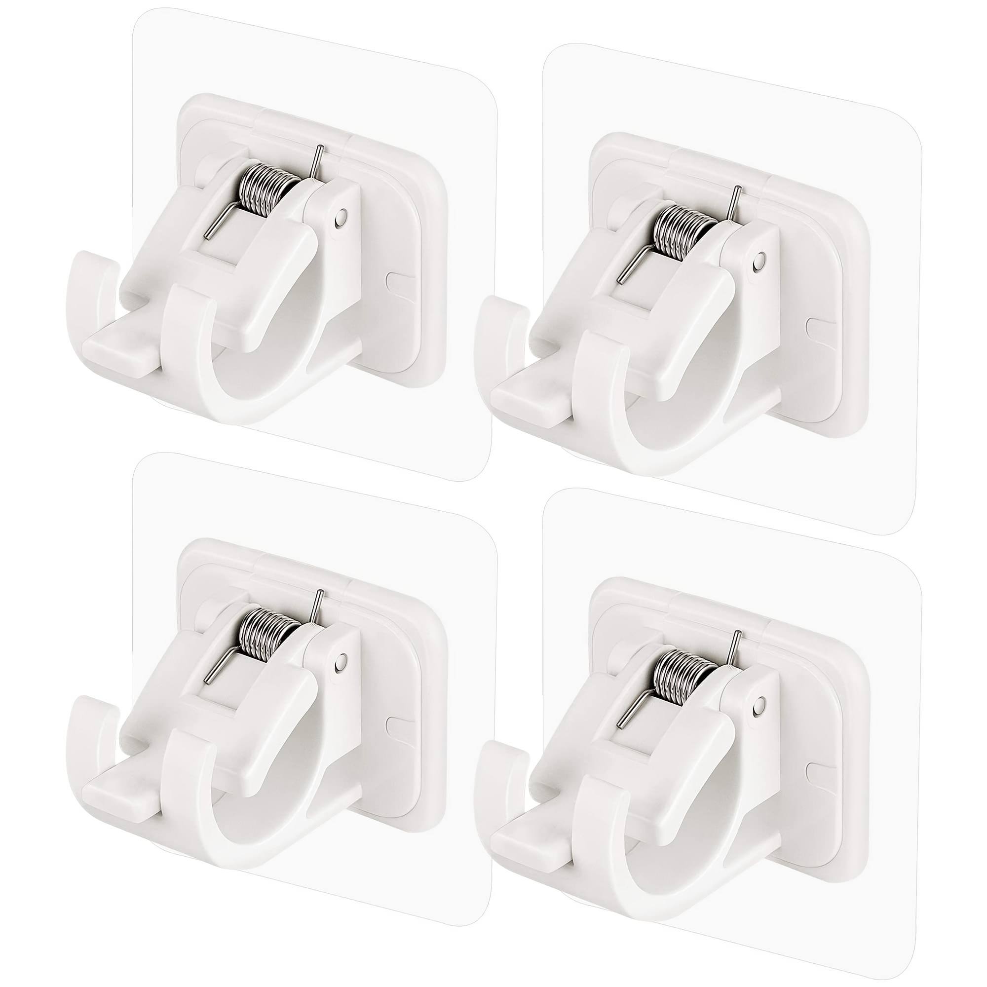 TEMU 4pcs No Drill Curtain Rod Brackets, Self Adhesive Curtain Rod Holder Hooks, Nail Free Adjustable Curtain Rod Hooks Curtain Hangers Wall Mount