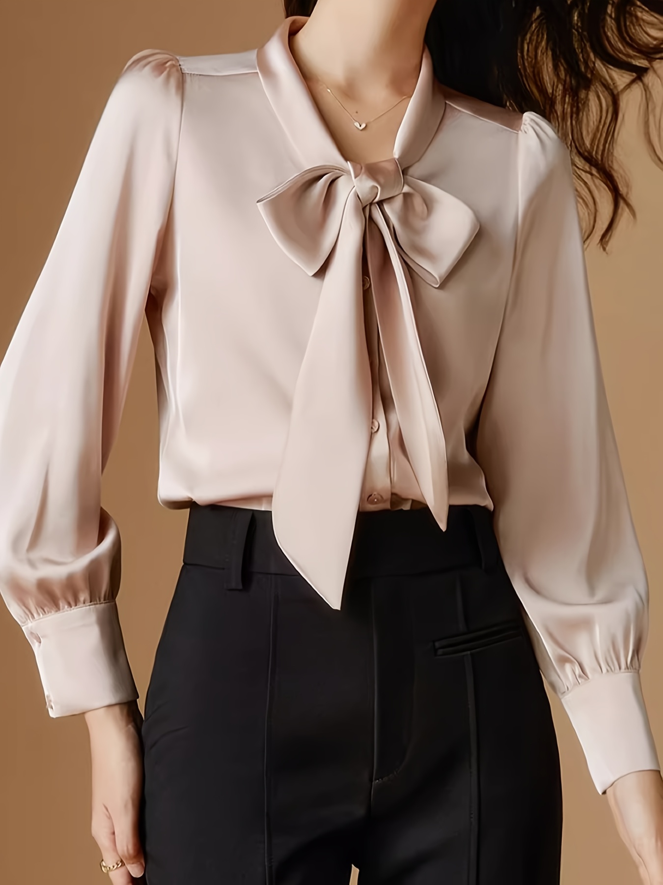 womens satin bow blouse | temu Temu