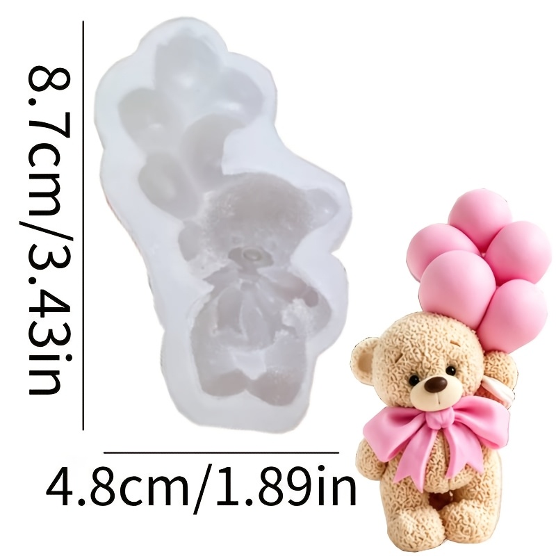 TEMU 1pc Balloon Bear Chocolate Mold, Bear Shape For Ice Cream, Jelly, Mousse, Fondant, Candy Silicone Mold Suitable For Plaster, Resin, Soap, And