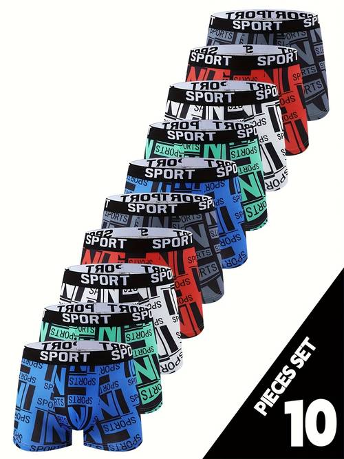 10 stück herren boxershorts - graffiti-print design - weiche -spandex unterwäsche, bequeme passform für alle jahreszeiten
