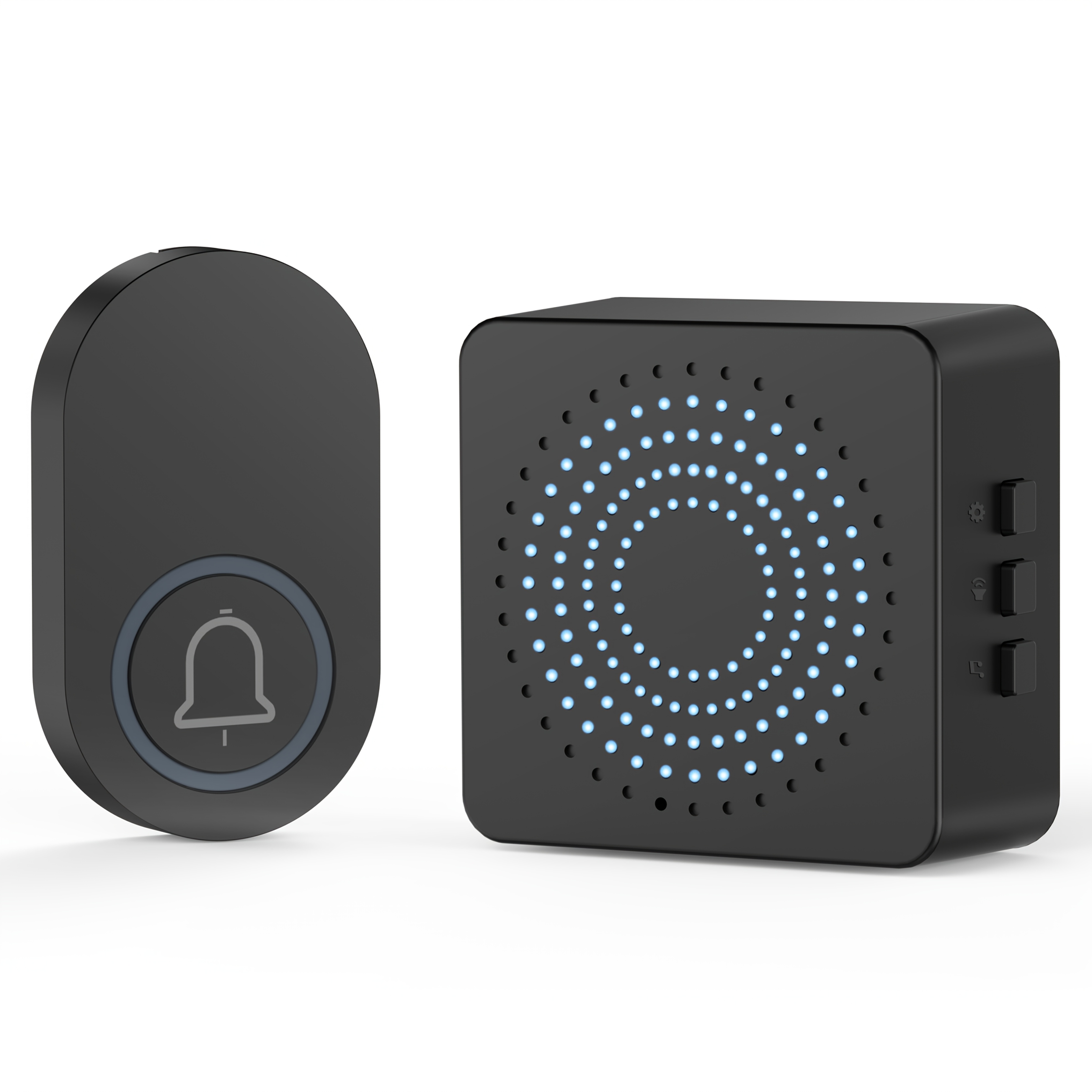A Pair Of Small Usb-powered Portable Wireless Dingdong Doorbells, Featuring 3 Adjustable Volume Levels And 38 Selectable , Suitable For Use In Homes, Guesthouses, And Hotels