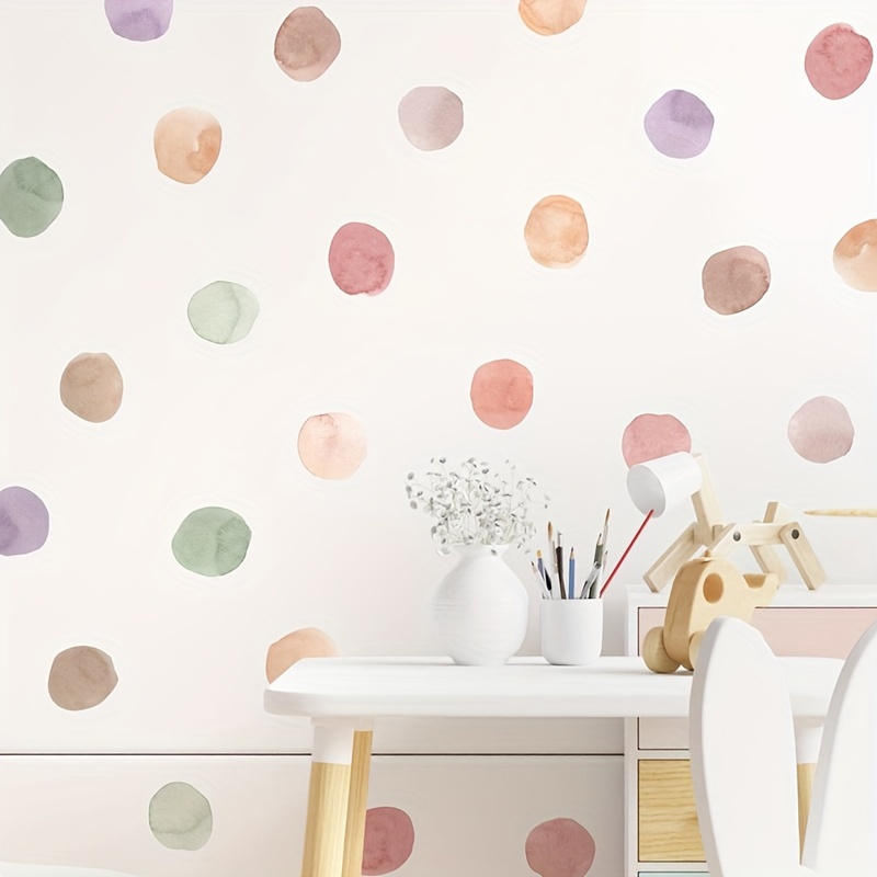 3 Sheets A Set Watercolor Dot Stickers Home Decoration Removable Self-adhesive Wall Stickers Office Bedroom Living Room Wall Stickers