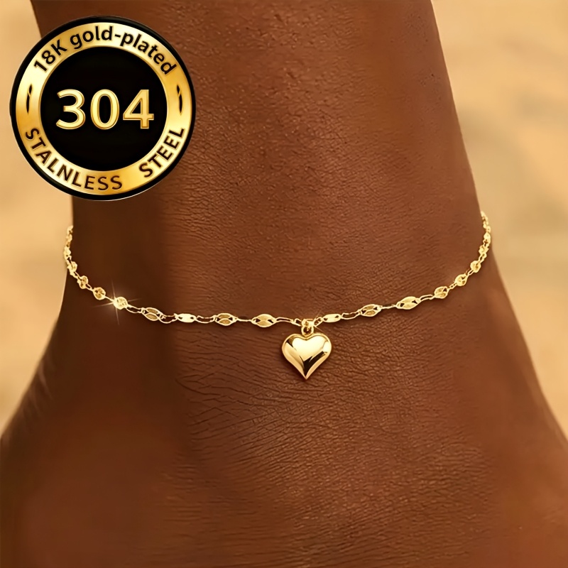 2pc Stainless Steel Shining Star Pendant Foot Chain Set, Waterproof Gift