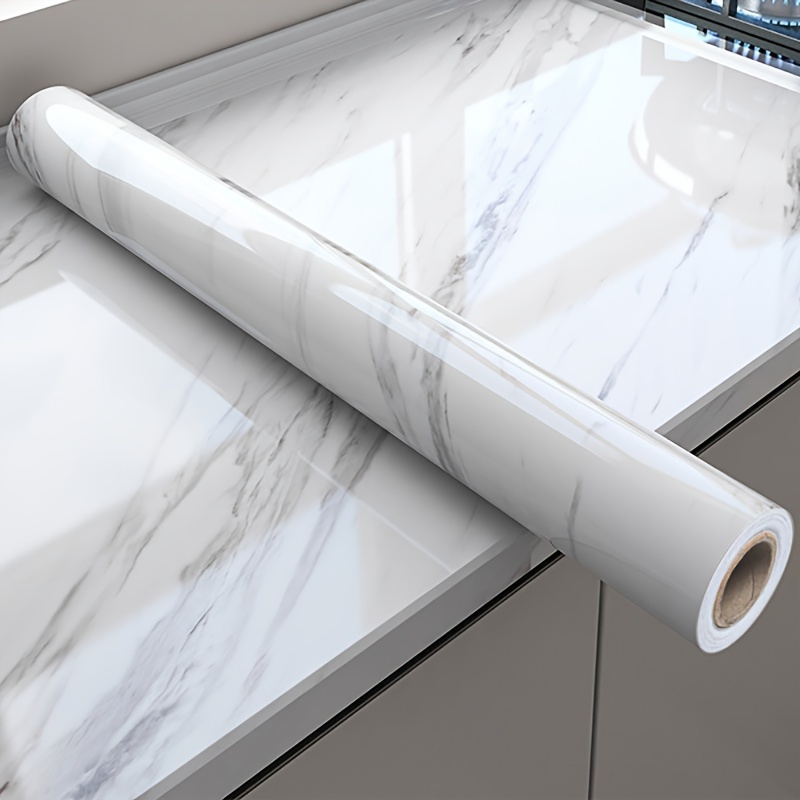 

1 Roll Marble Contact Paper, Jazz White High Temperature Resistant Kitchen Oil-proof Sticker, Waterproof Self-adhesive Thick Wallpaper For Countertops, Wall, Stove, Multi-use Decor