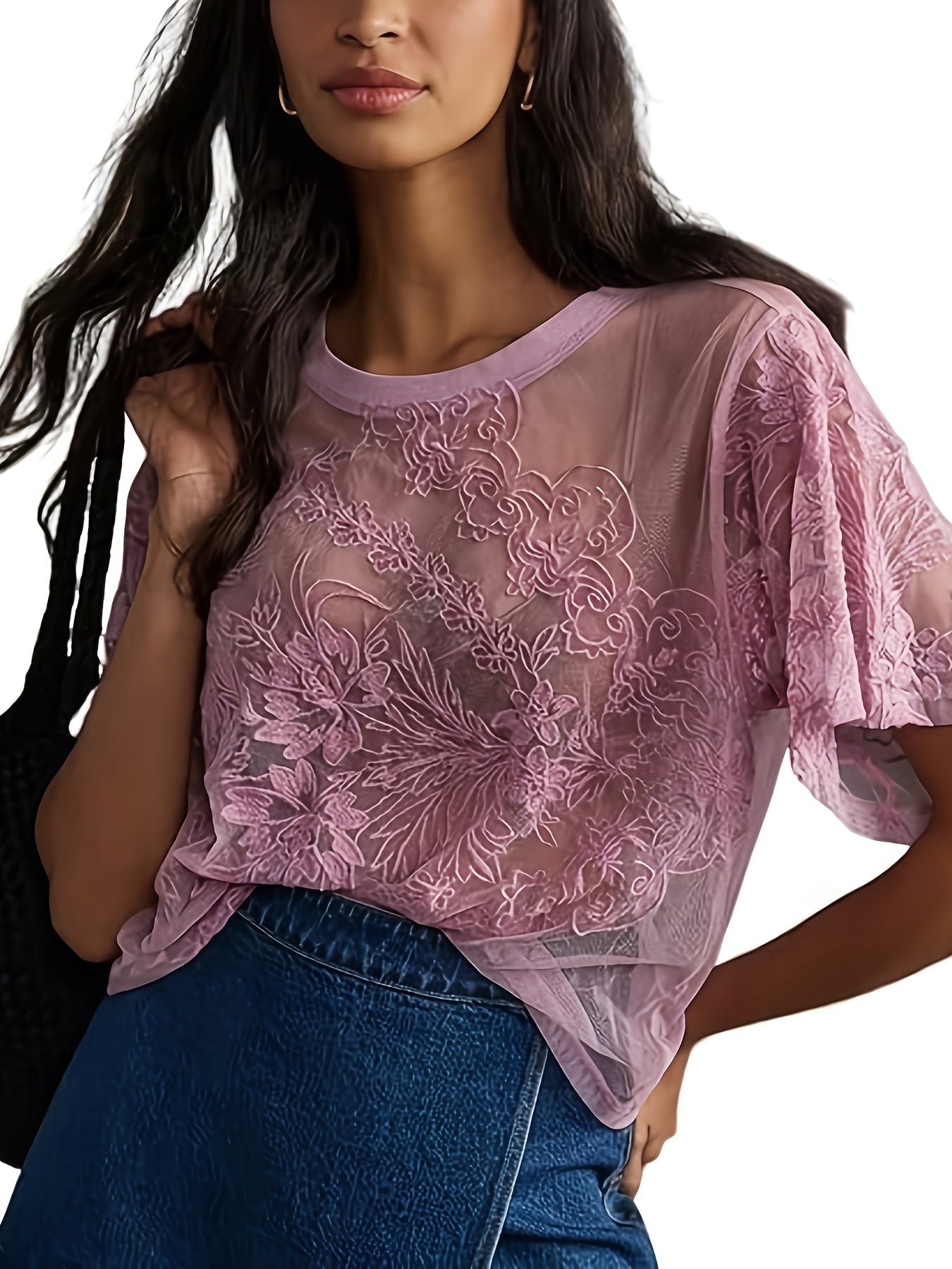 トップス ADALEE EMBROIDERY MESH BLOUSE 40664PYT_ADALEE_BLACK_01_grand