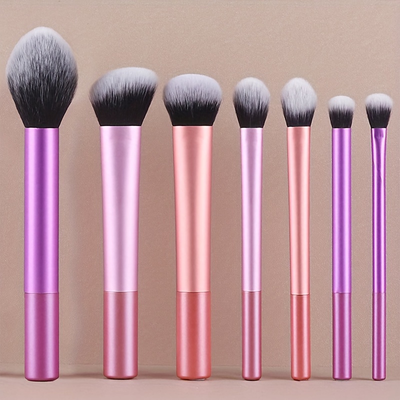 

7pcs Set - Bristles, Cosmetic Brushes For Blush, , Foundation, Powder, & Concealer - And