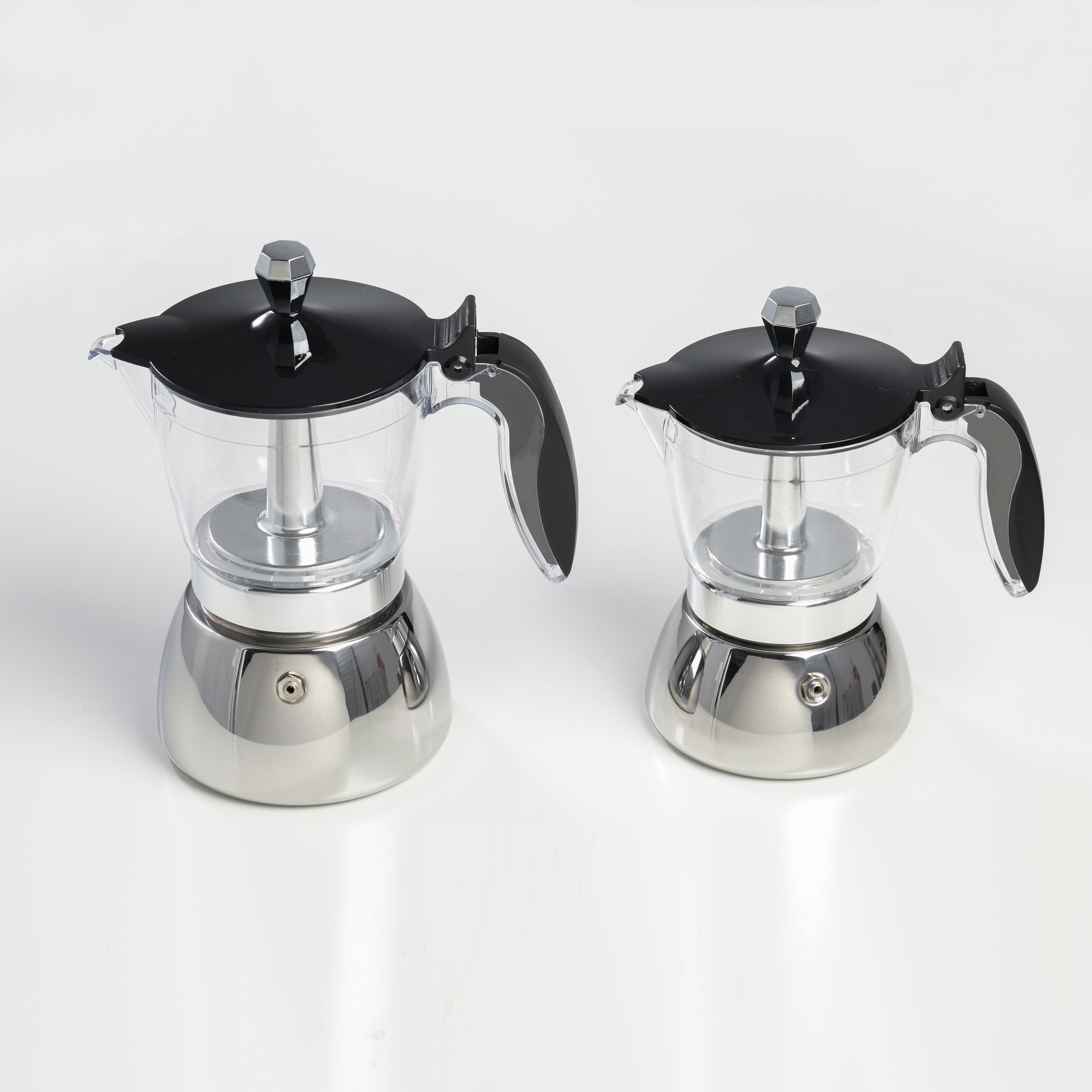 4/6-Cup Plastic Transparent Stainless Steel Moka Pot, Italian Espresso Maker, Home & Camping Use Features an Innovative Resin Transparent Body (Note: Body Is Plastic), (Recommended for Low Heat Use) Perfect as a Gift