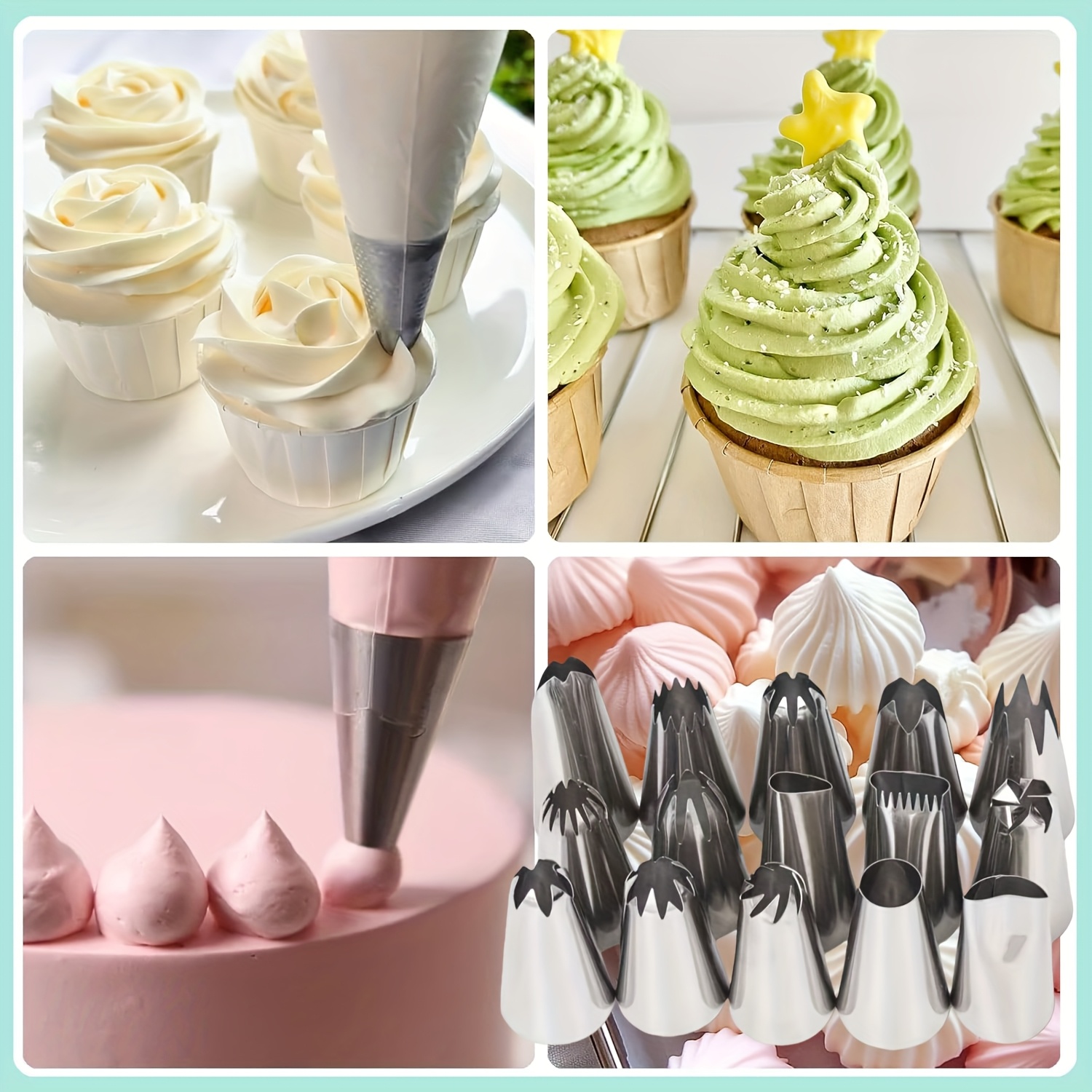 Image of 15pcs Stainless Steel Piping Nozzle Set - Cake Decorating Toolkit For , Ideal For Flower Decorating, Beautiful Cupcakes, Cakes, , Pastries, And Baked Goods