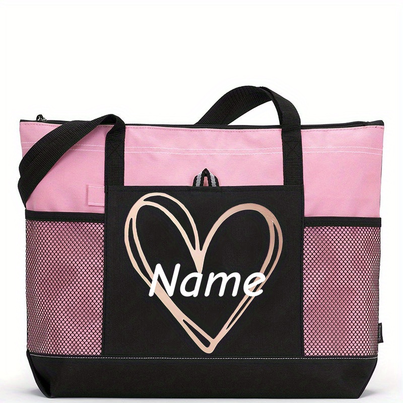 TEMU 1 Borsa Tote Personalizzabile - Design con /Testo Personalizzato, Borsa a Spalla Pieghevole in Nylon di Grande Capacit�, Adatta come Regalo per