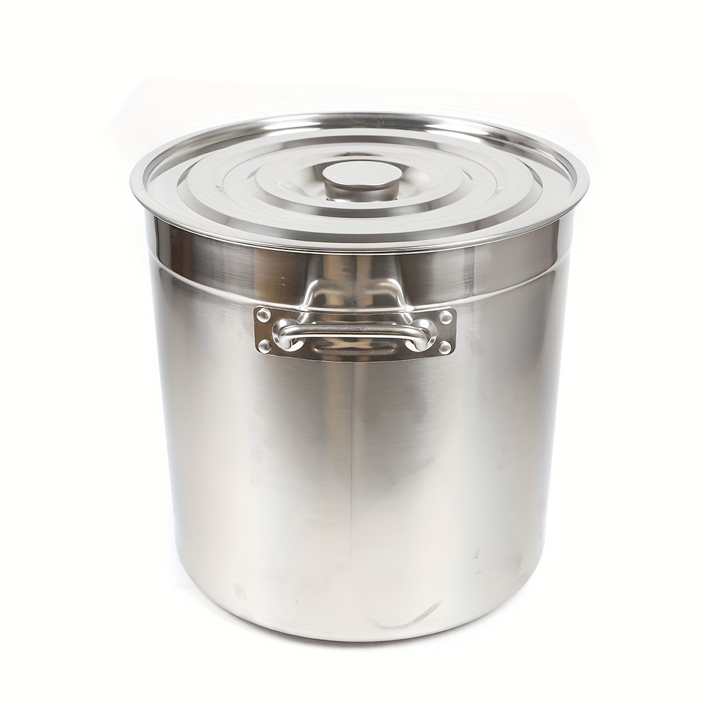 

1pc, 35l/9.25gal Large Pot, 201 Stainless Steel Soup Pot, Gastronomy Cooking Pot, Anti-slip Groove Thickened Bottom For Kitchen Household&restaurant