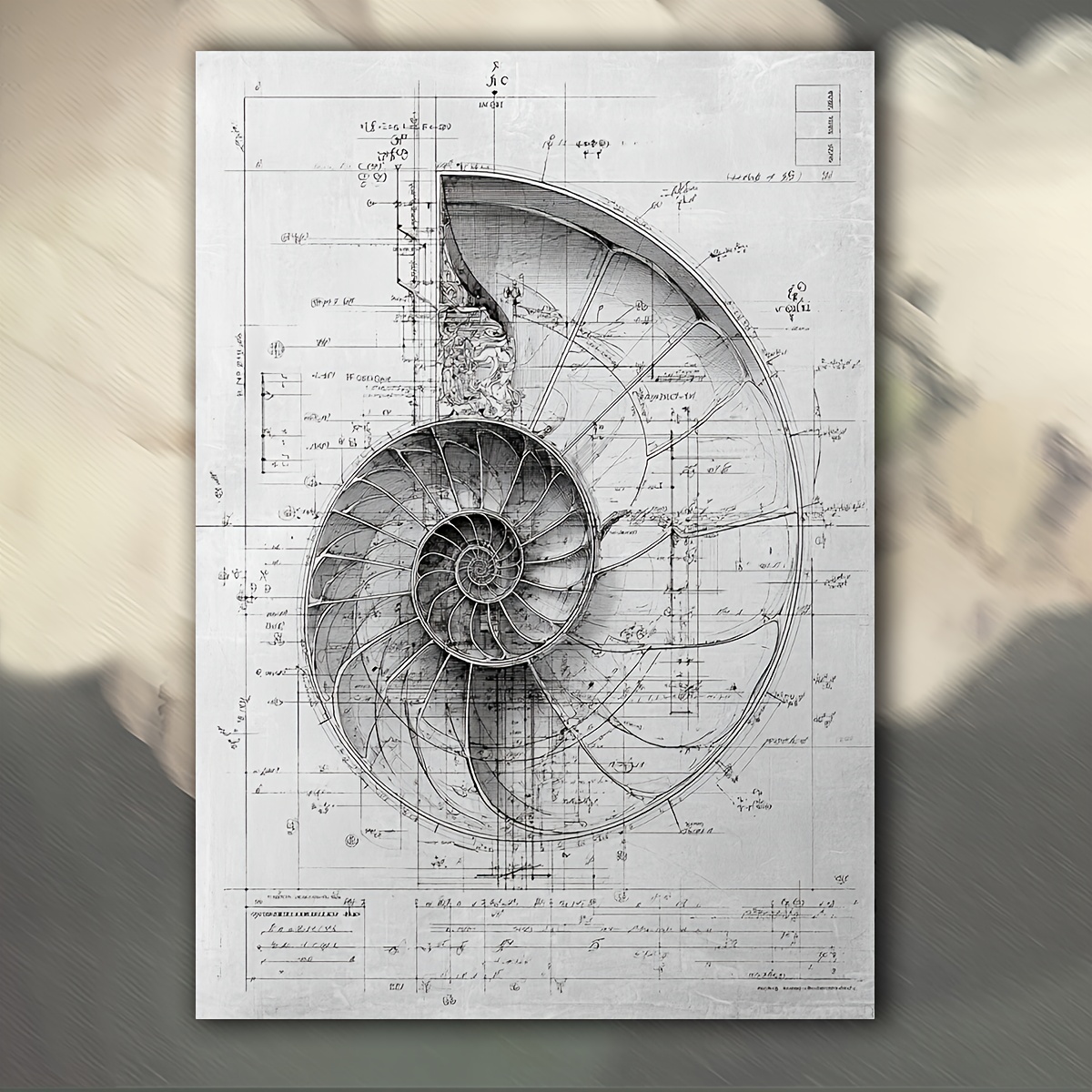 E-shop 2D Flach, 2D Flach, . Fibonacci Spirale Leinwand Kunstwerk - Abmessungen 30,48 x 40,64 cm, dieses rahmenlose mathematische Poster dient als