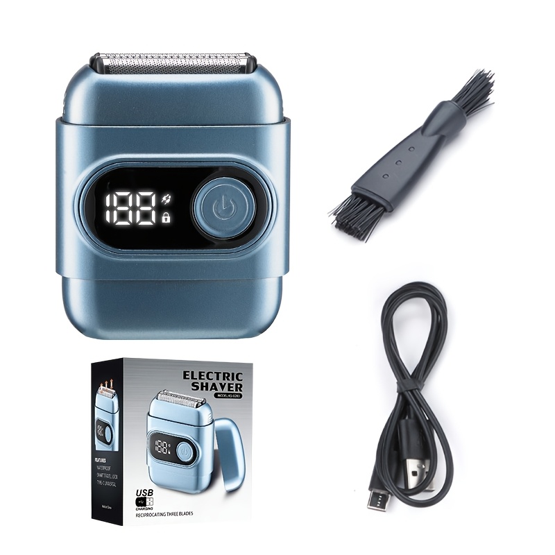 TEMU Mini Heren Scheerapparaat met Reciprocerend Scherpje, Triple Foil Scheerapparaat, IPX7 Wasbaar, LED Display, Draagbaar Elektrisch Scheerapparaat