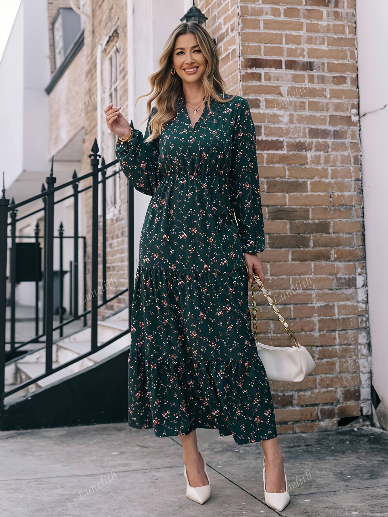 long summer dresses with sleeves tuduoms Women's Boho Maxi Chiffon Sleeve V Neck Ditsy Floral Print Ruffle Tiered Long Dress Vintage Flowy Dress Beige at Amazon Women's Clothing store low hem that creates Colour:BLUSH SL_ITEM:T Party Girl Era Strapless
