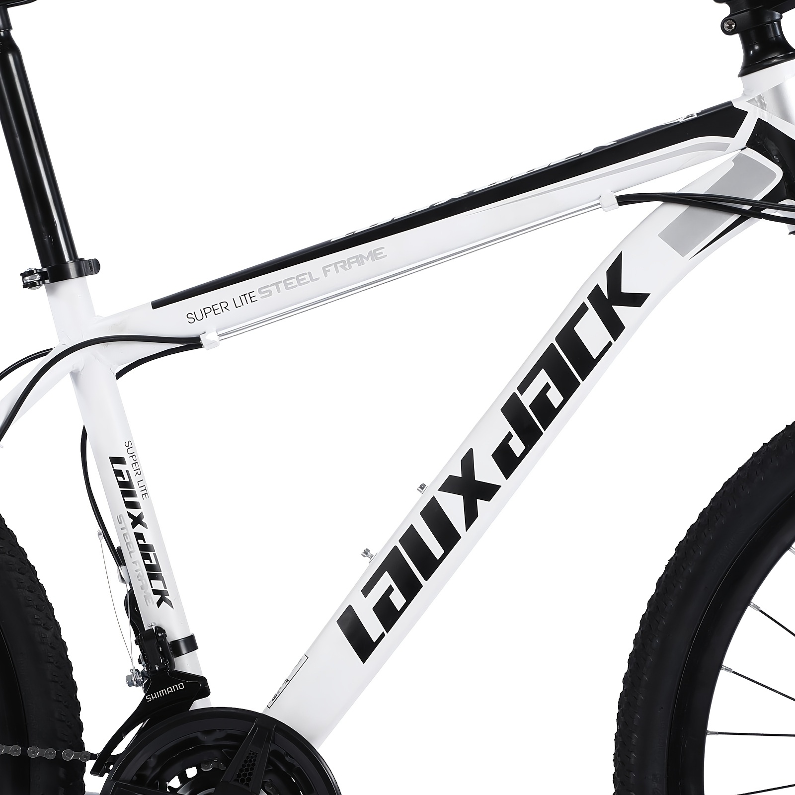 Lauxjack Classic White Mountain Bike - 26 & 69.85 cm, 21-Speed, Adjustable with Front & Rear Disc Brakes,, Aluminum Alloy Wheels, Full Suspension, Includes Mudguards - Ideal for Men & Women, Allterrain Cycling| Bicycle|Aluminum Alloy Bike
