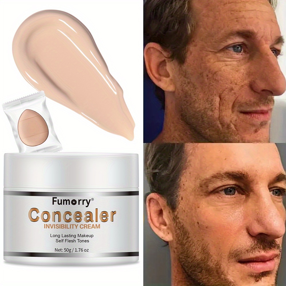 Men's Moisturizer Concealer Cream - Lightweight Texture, Light And Not Sticky, Covers Facial Defects - Creates A Natural Bright Complexion, Hides Pores & Evens Skin Tone, Easy to Clean, Fumorry