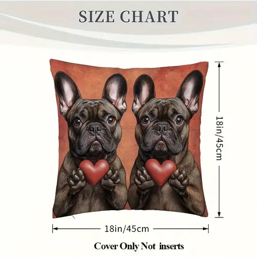 1pc french bulldog hearts high spring themed pillow cover 18x18 inch with 2 sided printing for living room insert not included no embroidery or fringes ideal for seasonal refresh and easter yl32663