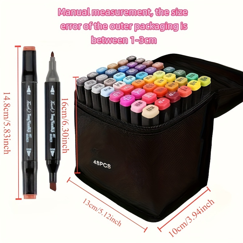 

48 Colors Dual Tip Blender Art Markers Set - Permanent, Quick-drying, Versatile Art Supplies For Drawing, Sketching, Coloring, And Underlining - Ideal For Artists, Designers, And Hobbyists