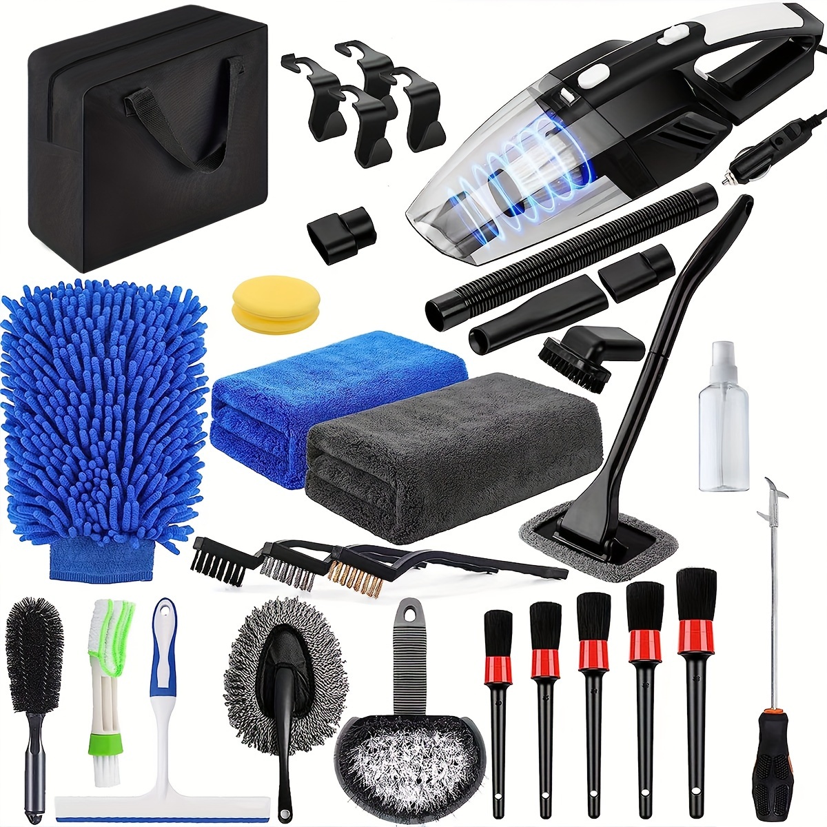 27 Pcs Car Detailing Kit, Car Interior Detailing Kit, Car Detailing Brush Set, Auto Detailing Kit, Interior Car Detailing Kit Car Cleaning Kit For Interior, Exterior, Wheelinclude Storage Bag