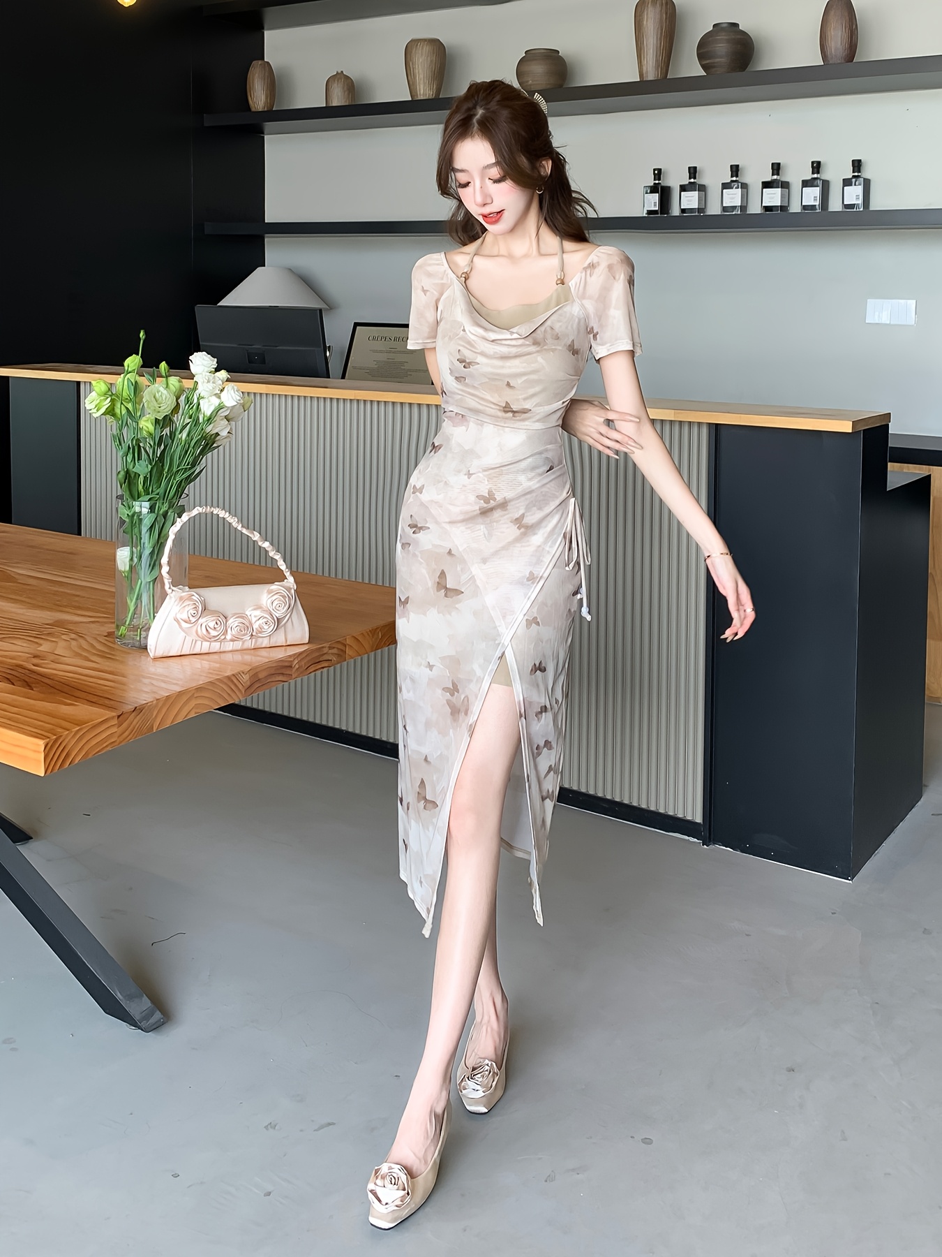 white asymmetrical midi dress Rylee One Shoulder Midi Dress main image 0