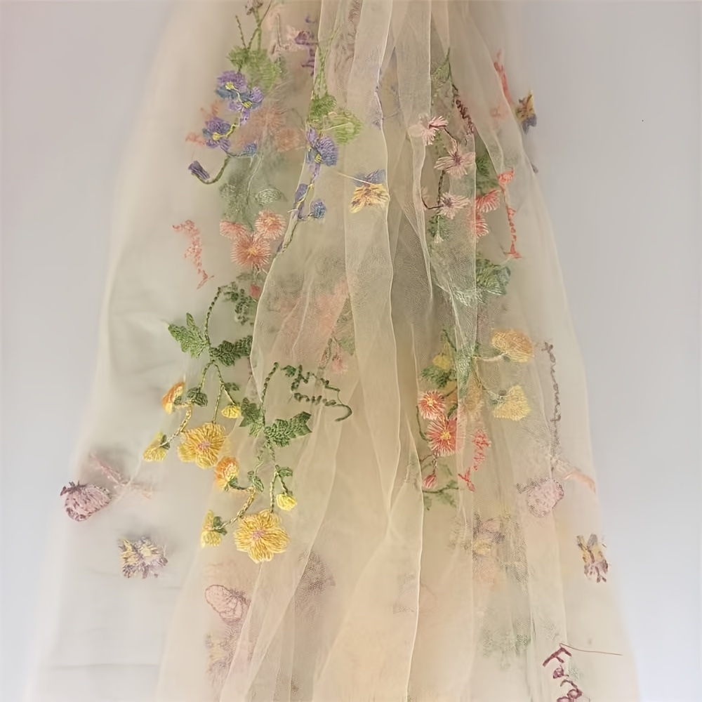 E-shop Bunte bestickte Blumen-Tischdecke, transparent, quadratisch, Stoff, Blumenmuster, Polyester, ideal für Hochzeiten, Geburtstagsfeiern, Feiertage
