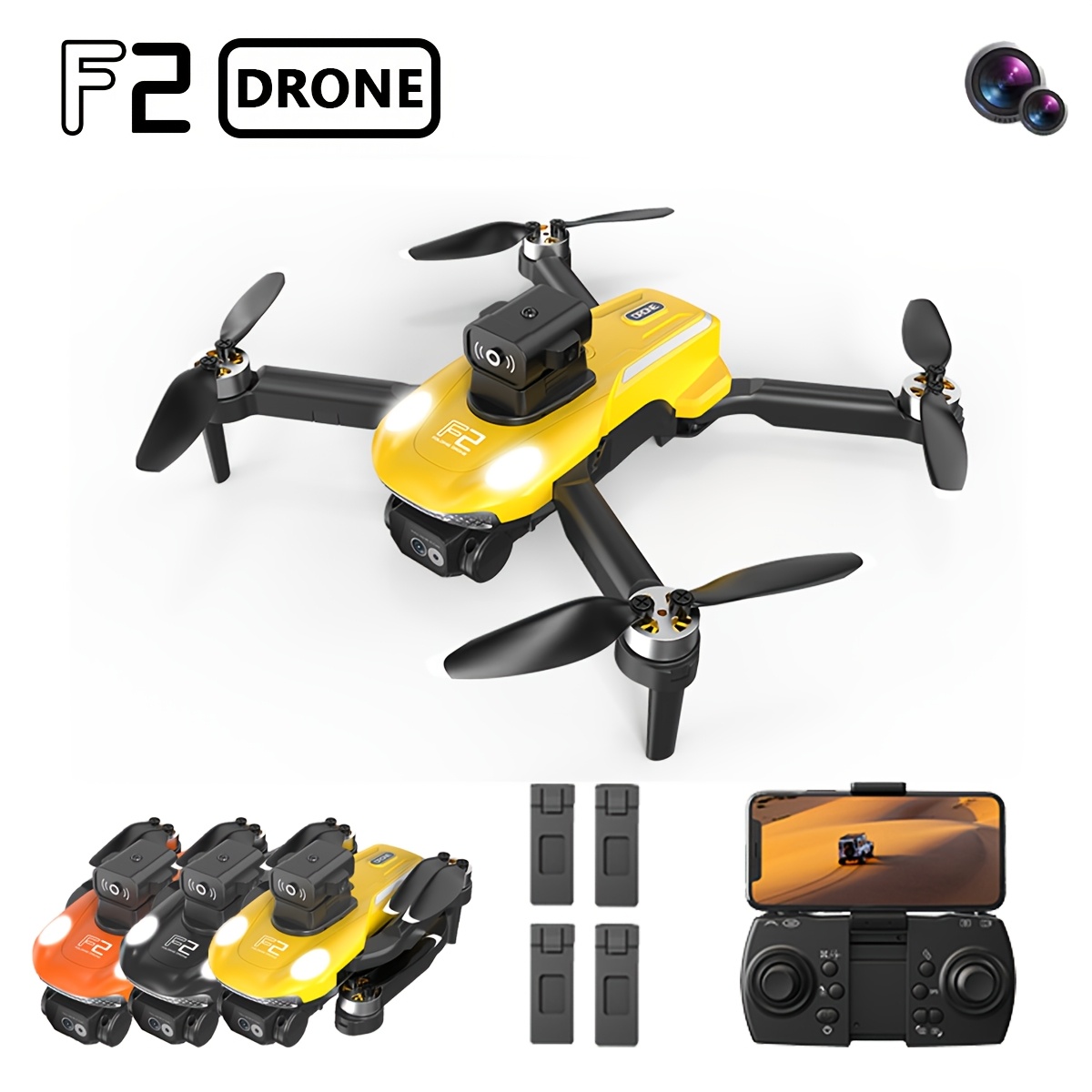 

F2 Remote Adult Drone, Remote Control Of Image Transmission, 360° Brushless Folding Camera, Tricopter Obstacle Avoidance Ultra-long Return-to-home